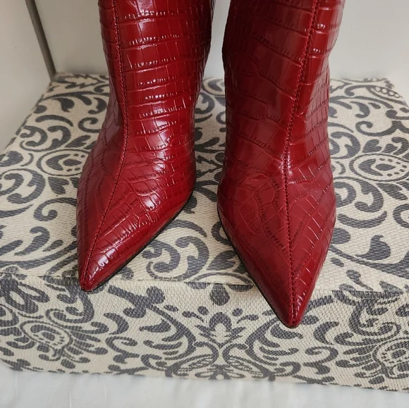 Sam Edelman Fraya Croc-Embossed Knee High Boots - Picture 4 of 8